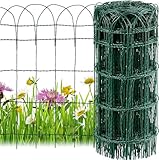 AMAGABELI GARDEN & HOME Gartenzaun Bordüre Ziergeflecht 0.65M x 25M Dekorative Verzinktem Draht RAL6005 PVC Beschichteter Gartenzaun Metall Zaunelementen Gartenzaun Dekorative Zaun Komplettset