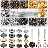 120 Stück Druckknöpfe, Befestigungen, Snap Fasteners mit Druckknöpfen aus Kupfer und Bronze, für Geldbörse, aus Leder, Craft Jacket (12 mm)