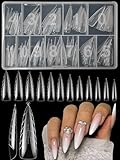 XIAOHEBAN 120 Stücke Dual Nail Forms Mandel, 12 Größen Dual Tips Nägel Nagelverlängerung Verlängerung, Polygel Tips Nagel Gel Formen Nagelform für Polygel Extension, für Nail Art Diy at Home