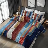 Orientalisch Gestreift Bettwäsche 135x200 Bügelfreie - Marokkanisch Ethnisch Muster, Renforce Wendebettwäsche Bettbezug 2er Set Cozy Mikrofaser Mit Reißverschluss, 1 Kissenbezug, Geschenk Gestreift