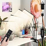 Wachstumslichter mit 4 Köpfen, 120 LEDs, mit Fernbedienung und Netzstecker, Warmweiß, Vollspektrum für Zimmerpflanzen und Samenstart, 10-stufig dimmbar, automatisches Ein-/Ausschalten, Timing