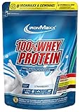 IronMaxx 100% Whey Protein Pulver Molke wasserlöslich, Geschmack Erdbeer, 500 g Beutel (1er Pack)
