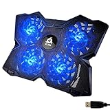 KLIM Wind Laptop Kühler - Mehr als 500 000 verkaufte Einheiten - NEU 2024 - Leistungsstark - Schneller Kühlvorgang - 4 Lüfter PC Notebook PS4 Belüfteter Laptop Ständer - Blau