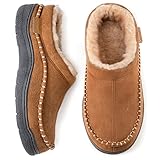 Zigzagger Herren Memory Foam Suede Mokassins Hausschuhe, Kamel, 46/47EU