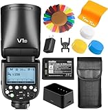 Godox V1-S TTL Kamera Blitzkamera Blitzgerät Rund Aufsteckblitz, 2,4G 1/8000 HSS 76 W Speedlite mit 2600 mAh Li-Ion Akku, Kompatibel mit Sony Kamera