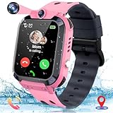 LITEYPP Kinder Smartwatch mit GPS mit SIM-Telefon Uhr für Jungen Mädchen mit Anruf, Kinderuhr mit GPS und Anruf Funktion,SOS, Spiele, Schrittzähler, Musik, Kamera, Kinder Beschenken(Rosa)
