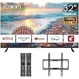 KB ELEMENTS 32 Zoll Smart TV - Fernseher 32 Zoll, Full HD, WLAN, Triple Tuner (DVB-C/-S2/-T2), Android 14, 3 x HDMI, 2 x USB, Ramenlos, ELT32DE14S