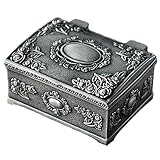 Belons Retro Schmuckkästchen Schmuckschatulle Zinklegierung Schmuckdose Schmuckbox für Damen Mädchen Kinder, Antike Silber