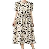 Baiyanor Umstandskleid Schnell trocknend, Schwangerschaftskleid Casual Kurzarm Sommerkleid elastisch flexibel mit Tropfen-Ausschnitt (DE/NL/SE/PL, Alphanumerisch, XXL, Regular, Regular, Beige)