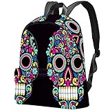 EZIOLY Laptop-Rucksack mit Mexikon-Totenkopf-Muster, leicht, Reiserucksack, Schulrucksack, lässiger Tagesrucksack