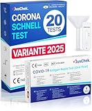Adeste – 20 x 1er Corona Schnelltest für Zuhause COVID 19 Antigen Rapid Test (Speichel) Selbsttest. Geprüft für neuen 2025-Varianten. Sensibilität 100% bei hoher Viruslast