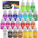 Lebensmittelfarbe - 24 Lebendige Lebensmittel Farben zum Backen, Kuchen Dekorieren, Zuckerguss, Kekse, Fondant und Macaron - Flüssige Food Coloring für die Seifenherstellung und Basteln - 24 x 6ml
