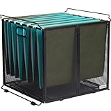 Dasher Products Hängeregistratur-Organizer A4 Größe, Hängeregistratur-Ordner-Box aus schwarzem Metallgeflecht, Dokumentenhalter für Hängemappen, Aktenrahmen, tragbarer Korb für Büro, Zuhause, Schule