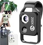 Nanozoom 200-fache Vergrößerung Zoom, Zoom-Kamera für iPhone, Mikroskop-Objektiv für iPhone, Nanozoom Handyobjektiv, Taschenmikroskop-Kamera, Schwarz (Schwarz)