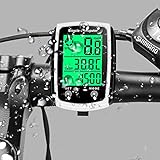 ZYWUOY Fahrradcomputer, wasserdichte Fahrrad kabelgebundener Tachometer und Kilometerzähler, LCD -Tacho, Geschwindigkeit Fahrradtacho Radcomputer, Englisch, Weiß