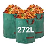 Velway Gartensack 3x272L Gartenabfallsack Laubsack - Stabil Selbststehend mit 4 Griffen, Robust & Wasserdicht - Wiederverwendbar & Faltbar für Grünschnitt, Laub, Rasenschnitt, Gartenabfälle