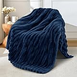 Exclusivo Mezcla Kuscheldecke Flauschig Fleecedecke Flanell Decke, Leichte und Warme Sofadecke Couchdecke für Ganzjahreszeit, 130 x 150 cm Marineblau