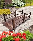 Gartenbrücke Holzbrücke für Gartenteich 140 150 180cm, Gewölbte Gehwegbrücke für Den Außenbereich mit Geländer, Japanische Rustikale Gehbrücke für Die Landschaftsgestaltung von Hinterhofwegen(180cm (6