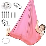 Sensorische Therapieschaukel Kinder für Autismus, Psychischen Stress Abbauen - Hängesessel Kinder Atmungsaktives SETC-Material - Komplettes Paket Hängehöhle Kinder (Rosa, 280 * 150CM)