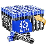 Batterien-AA Alkaline, Perfomant, 42 Stück AA-batterien, 1,5 Volt LR6, [Upgrade-Version] Einwegbatterien für Spielzeug, Wecker, tragbare Fernbedienung und andere Alltagsgeräte