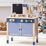 ROBUD Holzspielzeug Werkbank, Großes Kinder Holz Spielwerkzeug, Pretend Play Creative Building Set, Construction Workshop Tool Bench Toys, Geschenk für Mädchen Jungen 3+