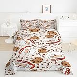 Bettdecke 135x200 Weihnachtsmann Steppdecke 135x200 Zuckerstange 4 Jahreszeiten Bettdecken mit 2 Kissenbezug, Waschbar Microfaser Bettzeug, Warme Weiche Bettdecke ohne BezugY92
