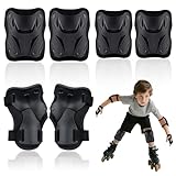 6er Set Knieschoner Kinder, Schoner Inliner Kinder mit Ellenbogenschützer und Handgelenkschoner für 7-11 Jahre, Protektoren Set für Skateboard, Fahrrad, Roller & Rollschuhe