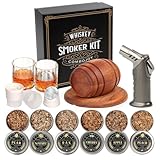 Whiskey Smoker Kit with Torch,6 Flavors Wood Chips, 2 Glasses, 2 Ice Ball Molds,Cocktail Smoker Infuser Kit, Old Fashioned Drink Smoker Kit, Husband , Boyfriend (Without Butan)