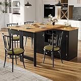Ausziehbarer Bartisch mit 360° Drehfunktion und Stauraum, Längenverstellbar von 120-180cm, Wohnzimmer, Esszimmer, Homeoffice, ausziehbarer Design-Stehtisch (Schwarz)
