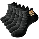 Herren-Sneakersocken – 6 Paar gepolsterte Knöchelsocken aus Baumwolle, atmungsaktiv, niedrig geschnitten, athletisch für Herren, LQ-Black, Einheitsgröße