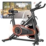Heimtrainer Fahrrad mit App, Leises Hometrainer mit Verbessertem LCD-Monitor, Ergometer Spinning Bike Indoor mit Verstellbarem Widerstand, Fitnessbike bis 160KG für Kardio-Training zu Hause