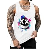KOG Tank Top Herren Sport Tanktop Sommer Muskelshirts Ärmelloses Tshirt Grafik Streetwear 2025 Baumwolle Gutschein Männer Freizeitshirt Basic Tee Lässig Shirt Amazon Basics Weiß M