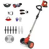Hooha Rasentrimmer mit Akku und Ladegerät, Akku Rasentrimmer mit 3-in-1 Klingentypen und 2X2.0Ah Akku, 21V Freischneider Akku, Teleskopierbar, 90° Drehung für Rasen, Garten