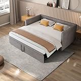 fortuna Lai Tagesbett Ausziehbar, Schlafsofa 90/180x200cm, Einzelbett/Doppelbett mit Lattenrosten, Multifunktionsbett aus hautfreundlichem Samtstoff (Grau, 90/180x200cm)