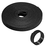 Ewent 10m x 15mm Klettband, Freie Schnittlänge Klett Kabelbinder, Kabel Klettbinder Klettverschluss Band Schwarz, 15mm Breit, Nützlich für Haus, Büro, Garten für verschiedene Verwendungszwecke