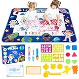 Wasser Kritzelmatte Schreibtafel für Kinder,Doodle Matte, 100x80cm Super Groß Aqua Magic Doodle Matte,Malmatte Mit Wasserstift Werkzeuge Stempe Zubehör,fleckenfreier Malspaß