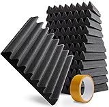 Freequenzy Akustikschaumstoff 30x30x5cm, 12 Stk. - Erstklassiger Schallschutz - Schallschutzmatte acoustic foam selbstklebend für Wand - Akkustikschaumstoffmatten
