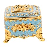 Holibanna Kasten Schmuckkästchen schmuckkästen schmuckkiste Schmuckbox Schmuckverpackung Schmuckkoffer Fall Schatz Plüsch deko Wohnkultur Schmuckaufbewahrungszubehör Zinklegierung Sky-blue