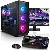 Aurum Komplett Set Einsteiger Gaming PC Ryzen 5 5600G • 27' Monitor • Radeon Vega 7 integriert • 32GB DDR4 • 1TB M.2 SSD • Windows 11 • Tastatur • Maus pc Gaming komplettpaket