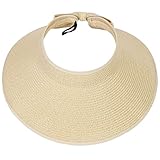 sy soul young Sommerhut für Damen Strohhut Sonnenhut Ponytail Loch Wide Brim Faltbar uv Schutz 50 Hut Packable visorencap(Beige)