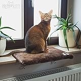 Pretty Kitty Katzen Fensterbett 32x41cm: Kuschelige Katzen Fensterliege für die Fensterbank, Premium Katzenbett flauschig fürs Fenster, Fensterbrett Katze – waschbar, Fensterbankliege Katze