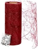Sizoweb Tischband - 25 Meter Rolle + 100 Deko Herzen Gratis (20cm Breite, in Bordeaux)