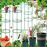 Weploda 100 Stück Tomaten Rankhilfe, Rankhilfe Garten Mit Verstellbarer Höhe, Pflanzen Rankhilfe, Gurken Rankhilfe, Blumenstütze, Pflanzenstütze für Kletterpflanzen(50 Ringe + 50 Stangen)