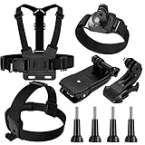Kompatibel mit Gopro 9 in 1 Action Kamera Brustgurt Halterung Kit, Einstellbarer Action Kamera Cam Zubehör, Kopfgurt Handschlaufe Rucksackhalter Kompatibel mit Gopro Hero 9 8 7 6 5 SJCAM Insta360