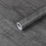 Hode Klebefolie Möbel Grau 60x1000cm Möbelfolie Betonoptik Selbstklebende Folie für Möbel Küche Fensterbank Schrank Dunkelgrau Wasserdicht Tapete