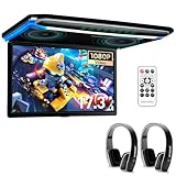 XTRONS 17,3“ Digital TFT FHD 16:9 Bildschirm für Auto Bus unterstützt 1080P Video Auto Overhead Player Auto Monitor mit HDMI Port Automosphäre LED für Urlaub (CM173HD+DWH005x2)