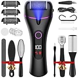 Ehomfory Hornhautentferner Elektrisch mit 3 Ersatzrollen, Schnell Hornhaut Entfernen Fuß, Premium Akku Hornhaut Entferner Nass + Trocken mit Arbeitslicht, 3 Geschwindigkeitsstufen, Wiederaufladbar