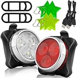 TZQFROCE LED Licht Set USB Aufladbar Helles Licht Kompakt und Wasserdicht LED Lampe Set für Außenbereich Licht Helm Licht Rucksack Licht(Black)