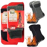 Jeasona 2 Paare Kuschelsocken Herren 39-45 Schwarz Grau Warme Stoppersocken Herren Flauschige Socken Haussocken Herren Kuschel Hüttensocken Dicke Thermosocken Wintersocken Bettsocken Antirutschsocken