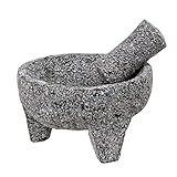 Molcajete authentischer mexikanischer Basalt-Lavastein-Mörser und Stößel, Guacamole, 12,7 cm D x 8,9 cm H, Tejolote misst 6,3 cm H x 2,5 cm B im Set